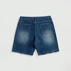 2025 été tendance respirant haute rue Style hommes Denim Shorts soleil délavé partout strass Vintage décontracté Denim Shorts - Product Image 2