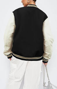 Veste universitaire tendance pour femmes, mode américaine, toile respirante, col montant, broderie fantaisie, manches en cuir, personnalisable, vêtements pour hommes - Product Image 4