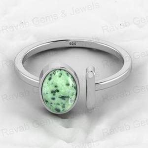 แหวนเงินแท้925สเตอร์ลิง8x10มม. พลอยพลอยเทียมทรงรีสำหรับเด็กงานแต่งงาน - Product Image 2