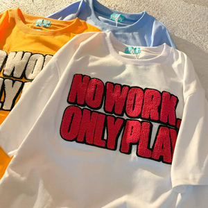 เสื้อยืดคอกลมโอเวอร์ไซส์ผ้าฝ้าย 100% ระบายอากาศ แห้งเร็ว สำหรับผู้ชายไซส์ใหญ่  แบบเรียบ  พร้อมโลโก้ 3 มิติ แบบเชนีล  รับผลิตตามแบบ OEM - Product Image 1