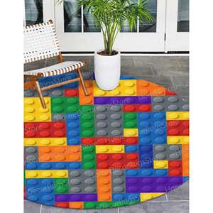 Tapis de construction coloré - Tapis imprimé pour salle de jeux d'enfants, tapis en chenille - Product Image 2