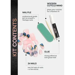 Unghie Finte A3shop AOA Pro Fatte a Mano in Stile Francese, in Plastica ABS, Lunghe con Design a Goccia Personalizzabile - Product Image 2