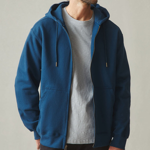 Sweat à capuche zippé pour hommes Sweat en pur coton avec capuche en polaire biologique Sweats à capuche pour hommes Sweats à fermeture éclair personnalisés - Product Image 2