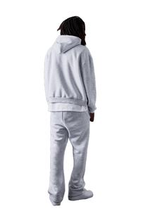 Ensemble sweat à capuche et joggers évasés gris chiné personnalisés pour hommes, survêtement 2 pièces Streetwear avec logo personnalisé, vente en gros - Product Image 4