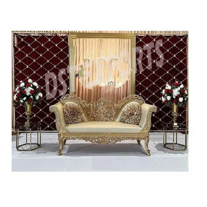 Sofá sin espalda para escenario árabe Mehndi, conjunto de sofá de escenario musulmán Walima, conjunto de sofá tallado de diseñador de boda - Product Image 4