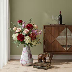 Jarrón de Flores de Hierro Estilo Costero, Diseño de Tambor de Mármol Rosa Esmaltado, Jarrón Decorativo para el Hogar, Precio al por Mayor - Product Image 3