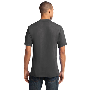 เสื้อยืดคอวีแขนสั้นสีเทาถ่านสำหรับผู้ชายเสื้อยืดคอวีพิมพ์ลายดิจิตอลออกแบบโลโก้ได้ตามต้องการ - Product Image 3