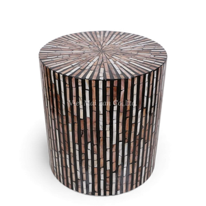 Luxury Mother of Pearl <b>Stools</b> Handmade Shell Inlay Accent Furniture for Apartment High End Home Decor - Product Image 1