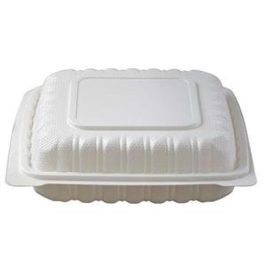 Lonchera de PP Blanca con 1 Compartimento y Tapa Abatible, Apta para Microondas, 9 x 9 Pulgadas, Diseño Elegante para un Almacenamiento y Servicio Prácticos - Product Image 1