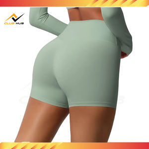 <b>Women's</b> High Waist Seamless Yoga <b>Shorts</b> Soft Fitness Running <b>Shorts</b> Elastic Waist Closure Washed Technique Solid Pattern - Product Image 6