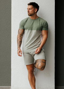 Pantalones Cortos de Gimnasio para Hombre, Pantalones Cortos Transpirables con Panel de Contraste, Cintura Elástica, Entrenamiento Informal, 2 Bolsillos - Product Image 4