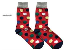 Venta al por mayor a granel multicolor Polka Dot Crew calcetines de algodón peinado transpirable elástico hecho en Vietnam fábrica logotipo personalizado disponible - Product Image 5