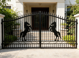 Portes de box pour chevaux de style européen, haute performance, 20 pieds, <span class=keywords><strong>portail</strong></span> <span class=keywords><strong>coulissant</strong></span> en <span class=keywords><strong>fer</strong></span> forgé, entrée sécurisée pour chevaux - Product Image 2