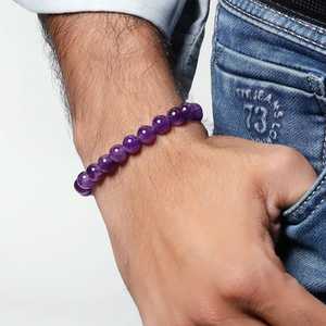 สร้อยข้อมืออเมทิสต์แห่งความรักสุดหรูอัญมณีแกะสลักจากควอตซ์ขัดเงาอัญมณีบำบัดที่มีเอกลักษณ์สำหรับความสงบภายใน - Product Image 2