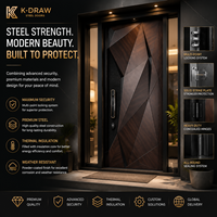 Puerta de Entrada Moderna para Villa, Puerta Frontal de Acero Premium, Puerta de Seguridad de Aleación de Aluminio, Diseño Personalizado, Suministro de Fábrica