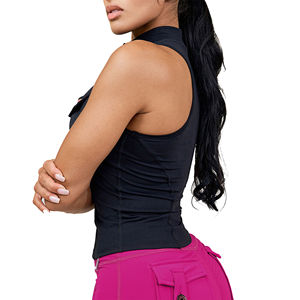 เสื้อครอปออกกำลังกาย OEM ระบายอากาศได้ดี เหมาะสำหรับโยคะและฟิตเนส พร้อมโลโก้ด้านหน้า ผลิตจากผ้าสแปนเด็กซ์/โพลีเอสเตอร์ แห้งเร็ว ปรับแต่งสีและโลโก้ได้ - Product Image 5