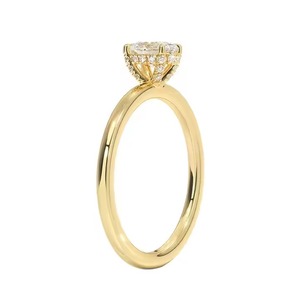Bague de fiançailles en or véritable 18 carats pour femme ovale coupe VVS Halo Moissanite Solitaire Bague de mariage en diamant - Product Image 6