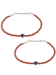 Minimal <b>Red</b> <b>Beaded</b> Evil Eye Anklet for Women Adjustable Chain Daily Wear Jewelry, Stylish <b>Red</b> <b>Beaded</b> Anklet with Evil Eye Charm - Product Image 6