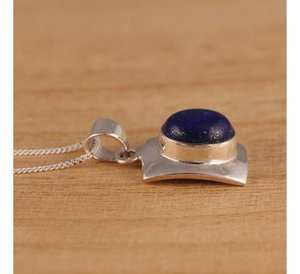 Élégant collier pendentif en argent sterling 925 pierre de lapis lazuli naturelle 16-30 pouces chaînes fines superbe cadeau gourmette - Product Image 4