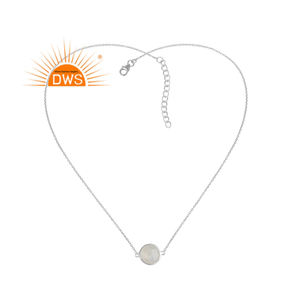 สร้อยคอจี้มูนสโตนสีรุ้งธรรมชาติทำจากเงินสเตอร์ลิงดีไซน์ล่าสุด - Product Image 1