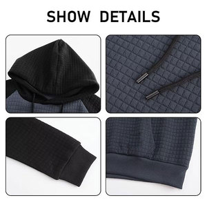 Sudadera con capucha para hombre, ropa de calle Unisex personalizable, de punto Waffle, teñida lisa, ecológica, barata, de otoño, de alta calidad - Product Image 4