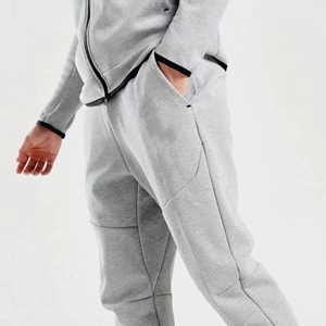 Chándal para hombre algodón poliéster gris brezo tecnología polar cremallera completa Sudadera con capucha conjunto Jogger - Product Image 4