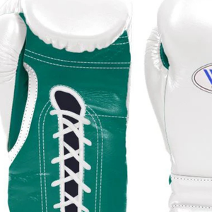 ถุงมือชกมวยแบบผูกเชือก Winning สีขาว-เขียว หนังแท้ สำหรับฝึกซ้อมและแข่งขันระดับมืออาชีพ คุณภาพพรีเมียม ขนาด 8 ออนซ์ 10 ออนซ์ - Product Image 5