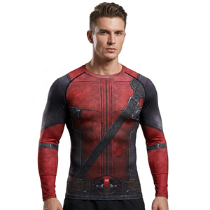 <b>Compression</b> Breathable Eco-Friendly Rash Guard Men Full Sleeve Red <b>Black</b> Sublimation Print Quick Dry Adult Top <b>Shirt</b> - Product Image 2
