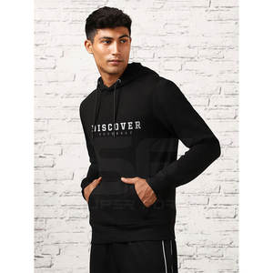 Sweat à capuche pour hommes OEM en coton mélangé Streetwear tendance Sweat-shirt chaud d'hiver à capuche pour hommes tenue décontractée avec poche - Product Image 4
