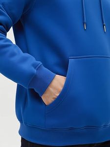 เสื้อฮู้ดลำลองสำหรับผู้ชาย, เสื้อฮู้ดลำลองผ้าฝ้าย100% สีทึบทรงพอดีตัว - Product Image 5