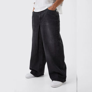 กางเกงยีนส์ทรงหลวมเอวสูงสำหรับผู้ชายกางเกงทรงหลวมขนาดใหญ่พิเศษสีน้ำเงินเข้มดีไซน์เนอร์ออกแบบได้ตามต้องการ - Product Image 4