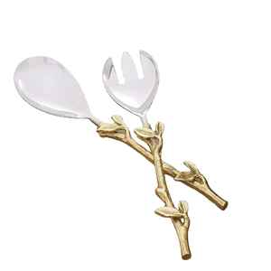 <b>Table</b> Top Eco-Friendly Dishwasher Safe Flatware Set <b>Mirrored</b> Steel Handmade Decorative <b>Gold</b> Finished Handle Metal Salad Server - Product Image 1