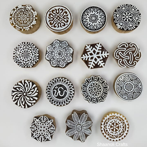 Blocs d'impression en bois cercle petit Design henné artisanat papier timbre bloc d'impression bois sculpté timbres à la main bloc impression timbres - Product Image 4