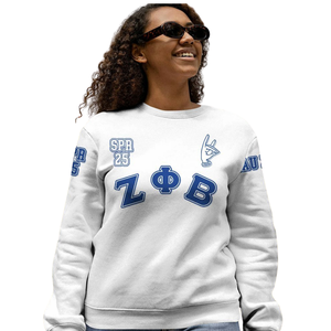 Sudadera con Cuello Redondo Zeta Phi Beta para Mujer, Azul 1920, Ropa Bordada de la Hermandad Griega - Product Image 5