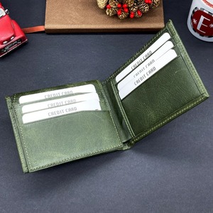 Cartera hecha a mano de cuero de vaca de grano superior para hombre, tarjetero plegable personalizable con cierre abierto, nuevo diseño, 2017 - Product Image 3