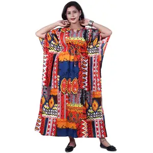 Vestito da donna di ultimo Design Kimono stampato caftano ricamato Kaftans abbigliamento estivo e abbigliamento da spiaggia Maxi caftano ai migliori prezzi OEM