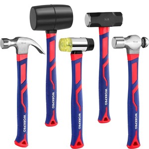 Juego de 5 martillos para pisos: martillo de goma, martillo de garra, martillo de bola, kit de herramientas de instalación con mango antideslizante y contorneado - Product Image 1
