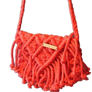 Colección Artesanal: Bolso Bandolera de Macramé Color Rojo Real, Bolsos de Playa de Macramé, Bolsos de Mano y Carteras para Regalo - Product Image 1