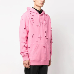 Nouvelle mode hommes à capuche plaine à manches longues imprimé Logo surdimensionné 2024 pull à capuche en détresse - Product Image 4