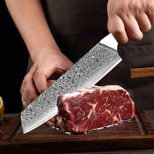 Venta al por mayor personalizado de alta calidad OEM ODM servicio Damasco cuchillo de Chef japonés Super acero cuchillo de cocina mango negro cuchillo afilado - Product Image 6