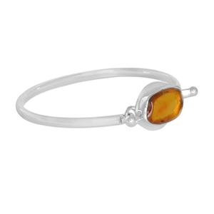 925 argent Sterling Twister Bracelet ambre pierre précieuse forme brute lunette naturelle réglage à la mode Bracelet femmes cadeau fête - Product Image 2