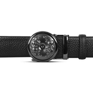 Cinturón de piel auténtica de grano completo con hebilla de lujo con estilo para hombre, Cinturón de piel con logotipo personalizado al por mayor - Product Image 3