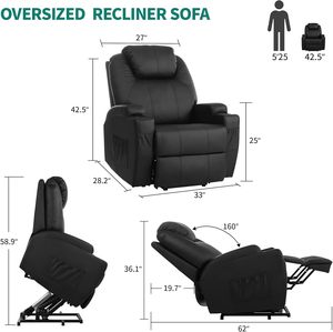 Juego de muebles para el hogar europeo de gravedad cero de cuero moderno, piezas de masaje mecedora individual para sala de estar, sofá reclinable con elevador basculante - Product Image 5