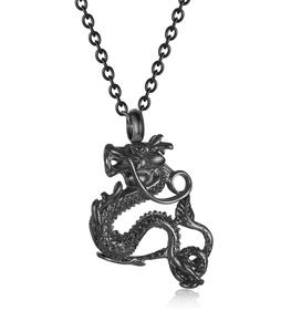 Collares de urna de dragón negro para cenizas, joyería de recuerdo, colgante de urna de cremación de acero inoxidable para hombres y mujeres, tamaño personalizado - Product Image 6