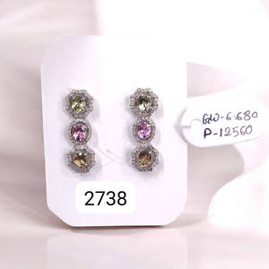 Magníficos Pendientes de Plata 925 con Turmalina Multicolor y Diamantes en Plata de Ley, Joyería Fina - Product Image 2