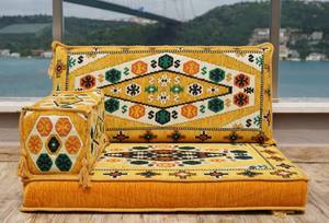 Sièges de sol arabes Canapé de sol arabe Sol de siège arabe | 90x70x10cm 3 pièces 1 Set - Product Image 3