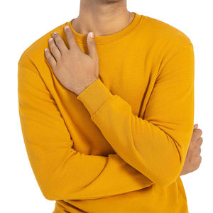 เสื้อสเวตเชิ้ตคอกลมสีเหลืองมัสตาร์ดสำหรับผู้ชาย แขนยาว สไตล์ลำลอง สตรีทแวร์ แอคทีฟแวร์ รับผลิตแบบ OEM ODM ขายส่งเสื้อผ้า - Product Image 3