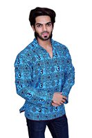 OM imprimé coton symbole Hindu Om Hare Rama Hare Krishna robe hommes ethnique t-shirt kurta Long Kurta chemise Casual gaze Kurta