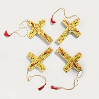Ornements de Noël en forme de croix de haute qualité, réutilisables, personnalisables, imprimés d'oiseaux, pour suspendre aux arbres de Noël