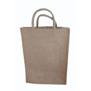 Medium-Sized Jute & Canvas Tote Hand <b>Bags</b> Eco-Friendly Custom Printed Zipper Closure with <b>Long</b> Rope or Cotton Handle for Gift - Product Image 3